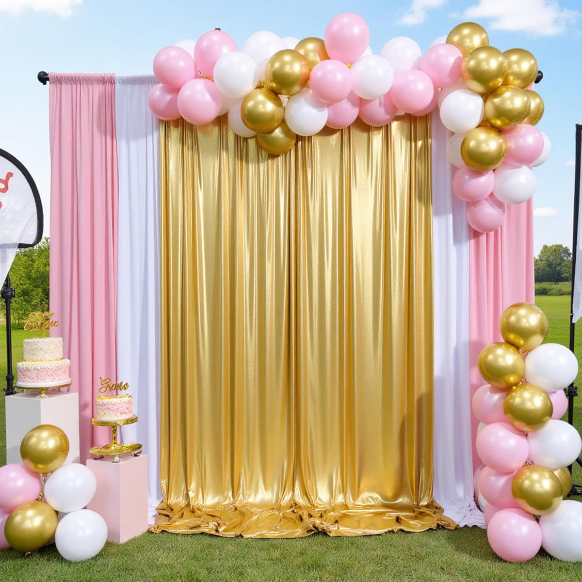 40ftx10ft Gold Sequin Backdrop Curtain Panels for Parties, Wrinkle Free Glitter Photo Backdrop
