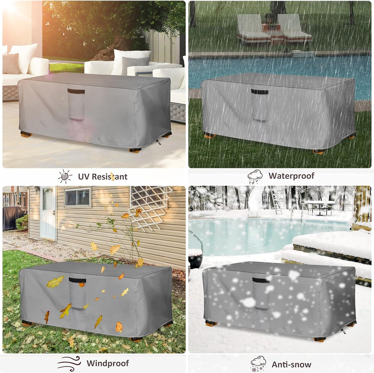 Outdoor Coffee Table Cover,Waterproof Rectangular Patio Small Side Table Cover,48 x 28 x 16 inch