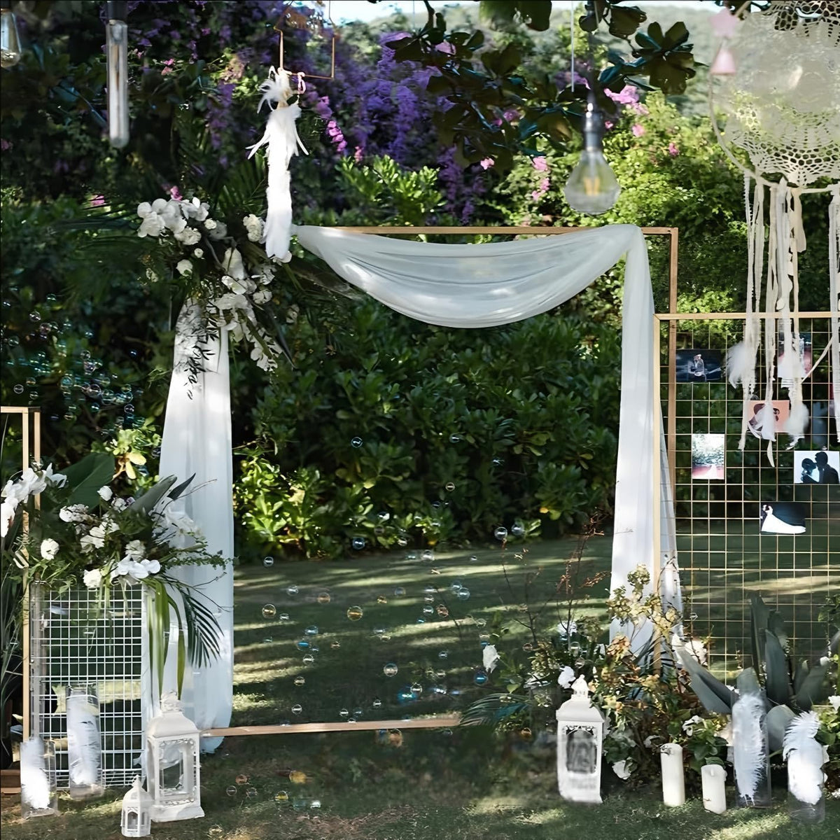 MLMW Wedding Arch Draping Fabric 1 Panel 29" x 20Ft White Sheer Wedding Arch Backdrop Drapes