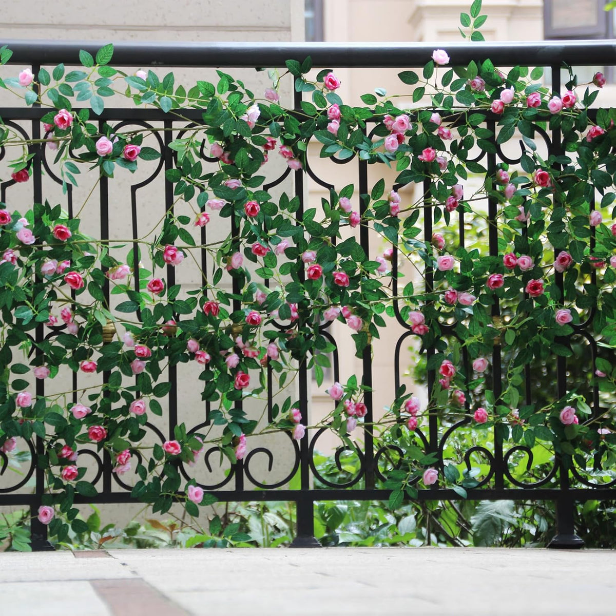 6FT Bendable Rose Vine with Butterflies, Wildflower Garland Hanging Floral Garland for Wall Decor