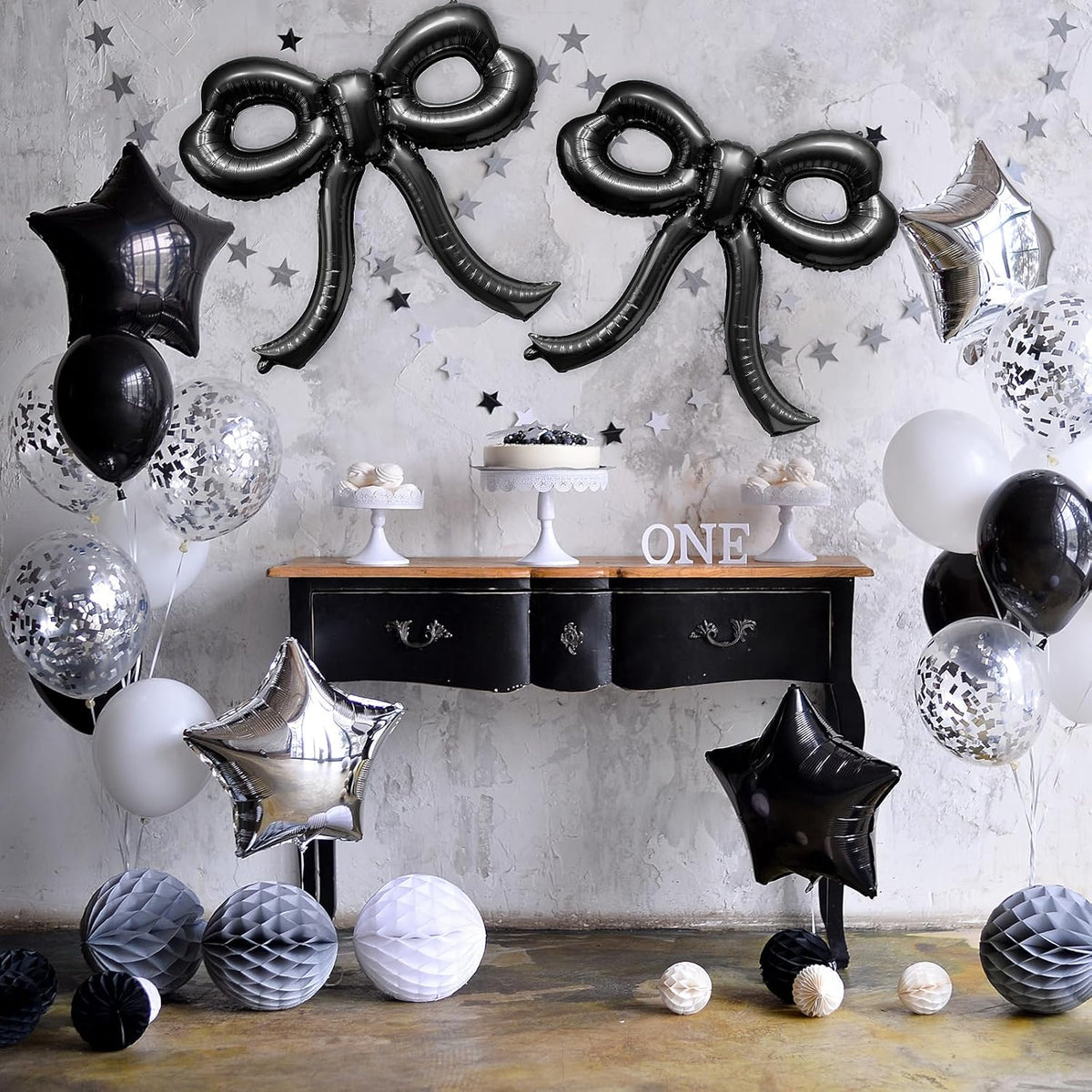 2 Pcs Bow Birthday Decorations Black Bow Balloons Bow Party Decorations Giant Foil Balloon for Girl