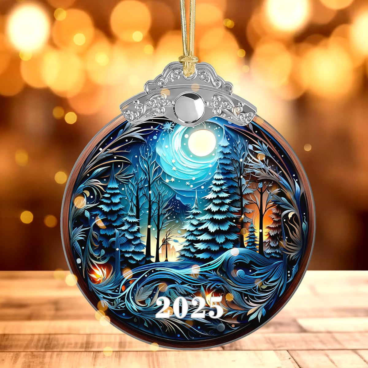 Christmas Ornaments, Tree 4 Inch Acrylic Ornament Art, Holiday Decoration, Car Interiors Decor