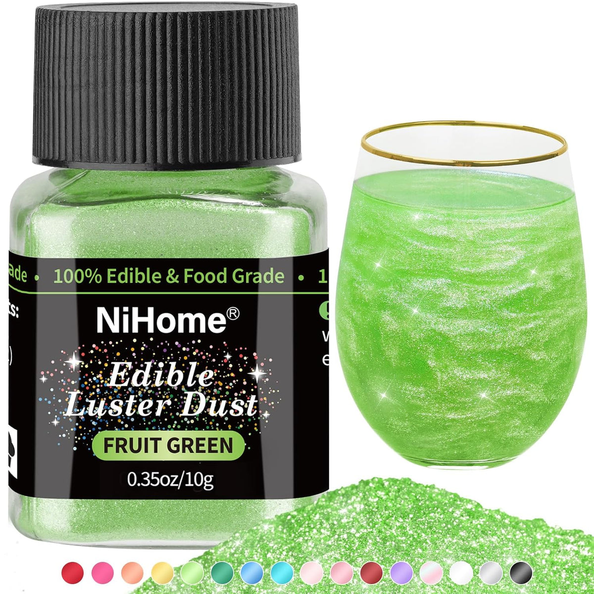 NiHome Edible Food-Grade Glitter Powder Glimmer Luster Dust Metallic Fancy Food Decorating Sprinkle