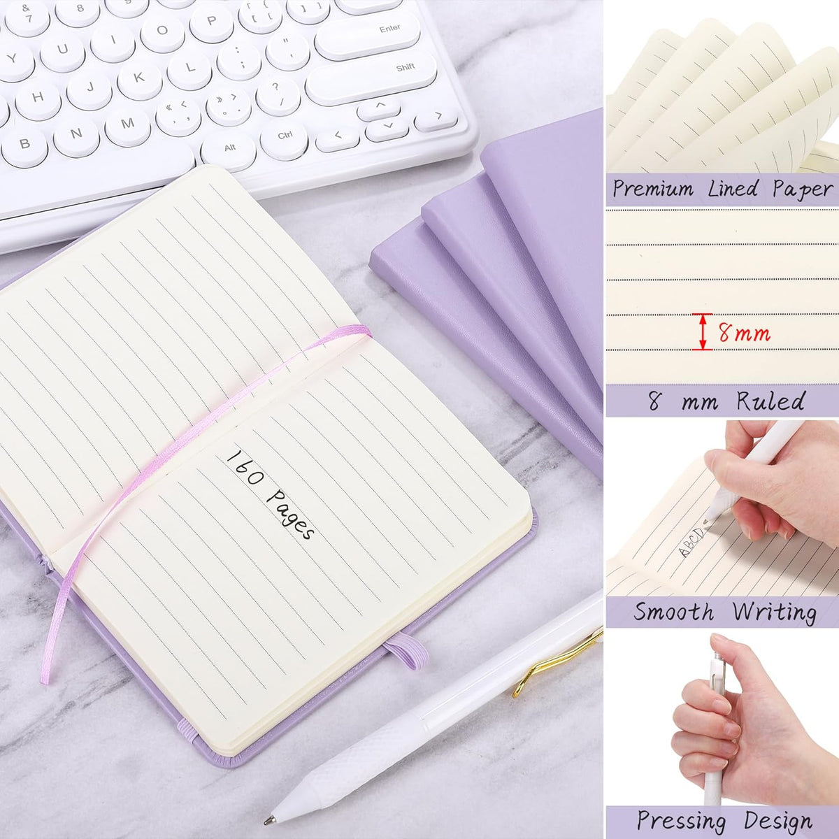 Aodaer 50 Sets Pocket Notebook Journal with Pens, 160 Pages, 3.5 x 5.5 Inch Mini Lined Journal