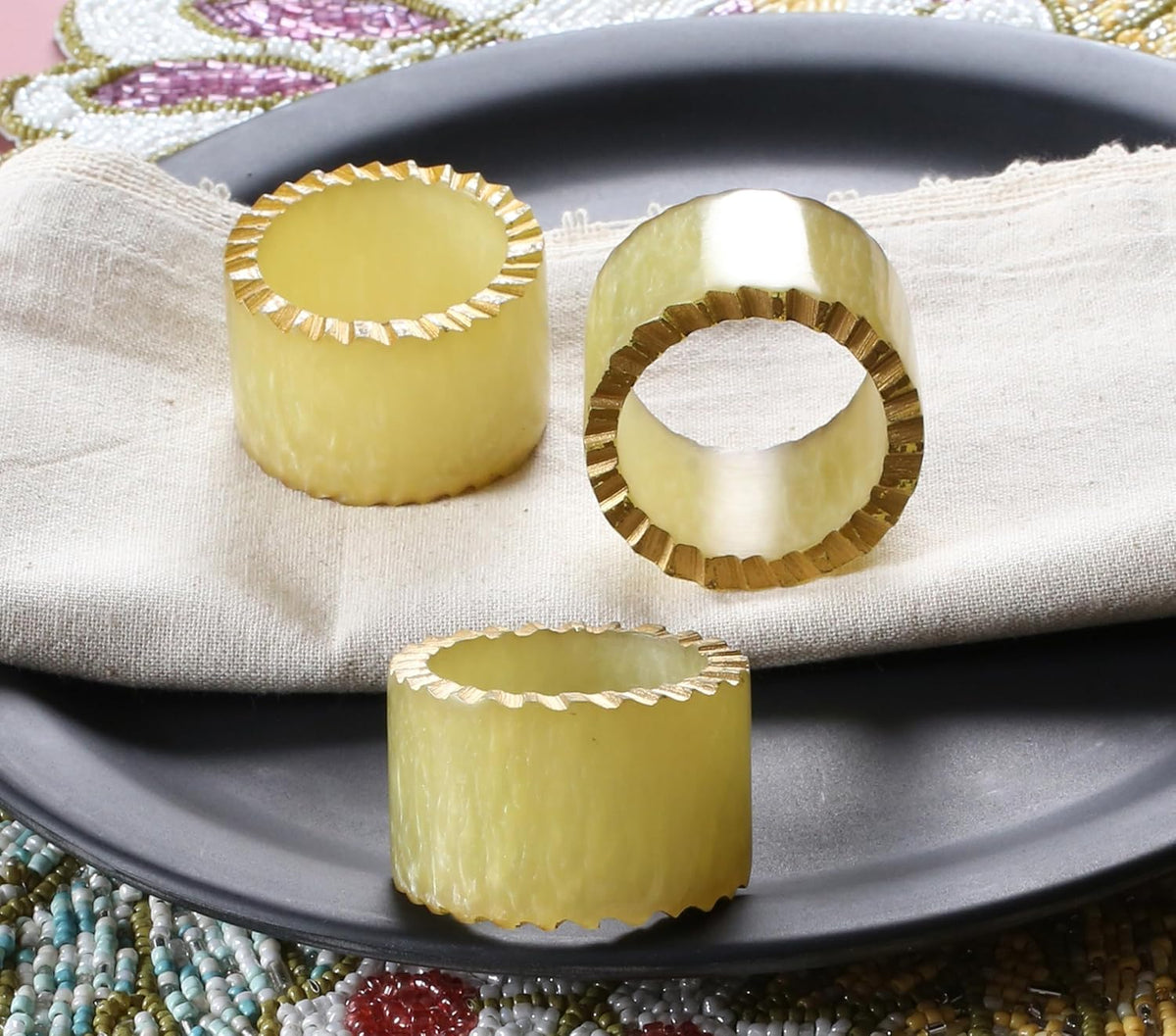 Epoxy Resin Napkin Rings Set of 12 - Handmade Dining Napkin Holder Classic, Everyday, Thanksgiving