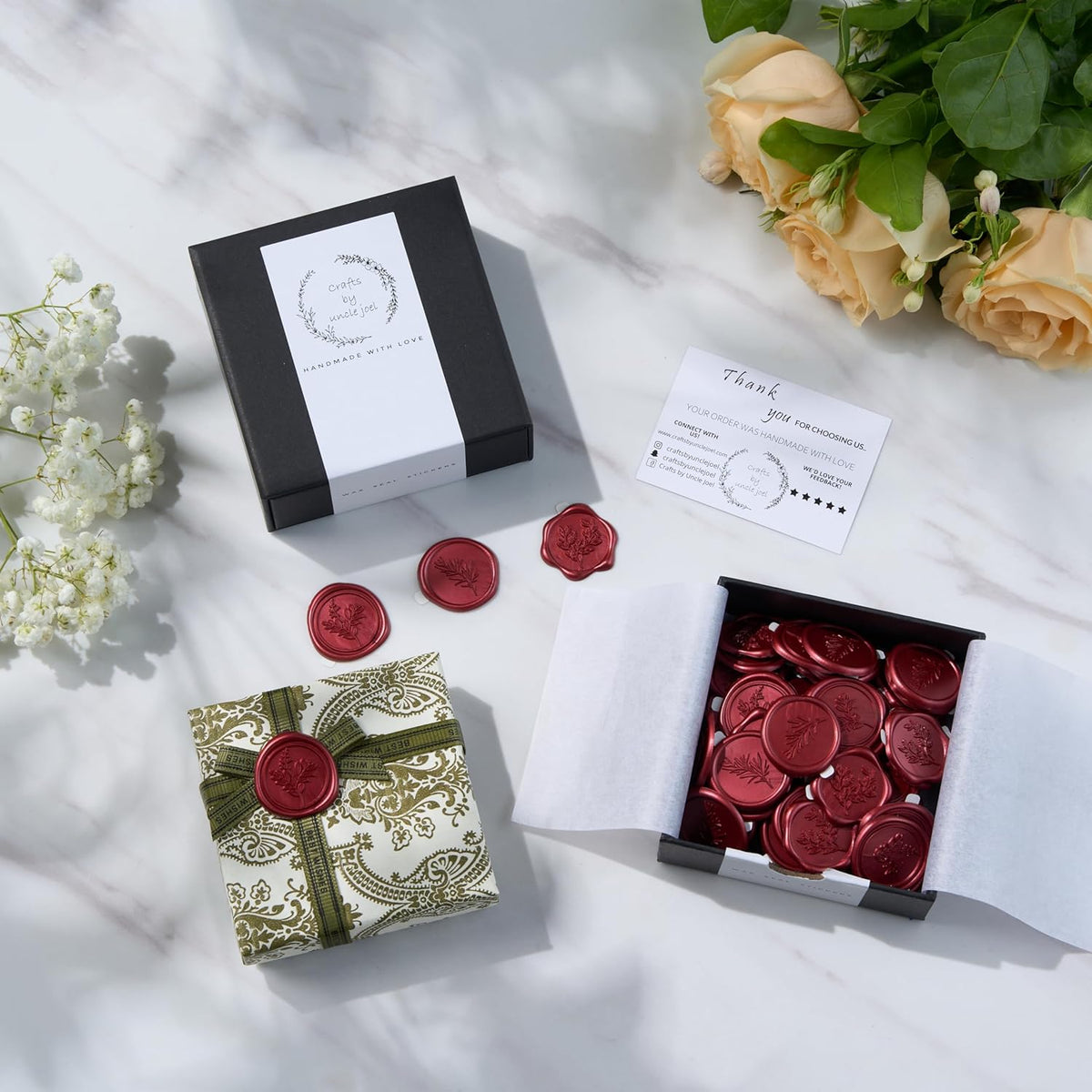 Wax Seal Stickers (60 Pcs, 3 Designs in 1 Pack) Premium Envelope Seal Stickers for Wedding