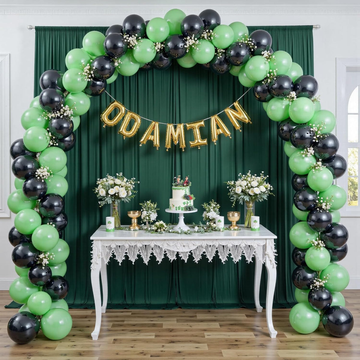 30 ft x 10 ft Wrinkle Free Hunter Green Backdrop Curtain for Parties, Polyester Dark Green Photo