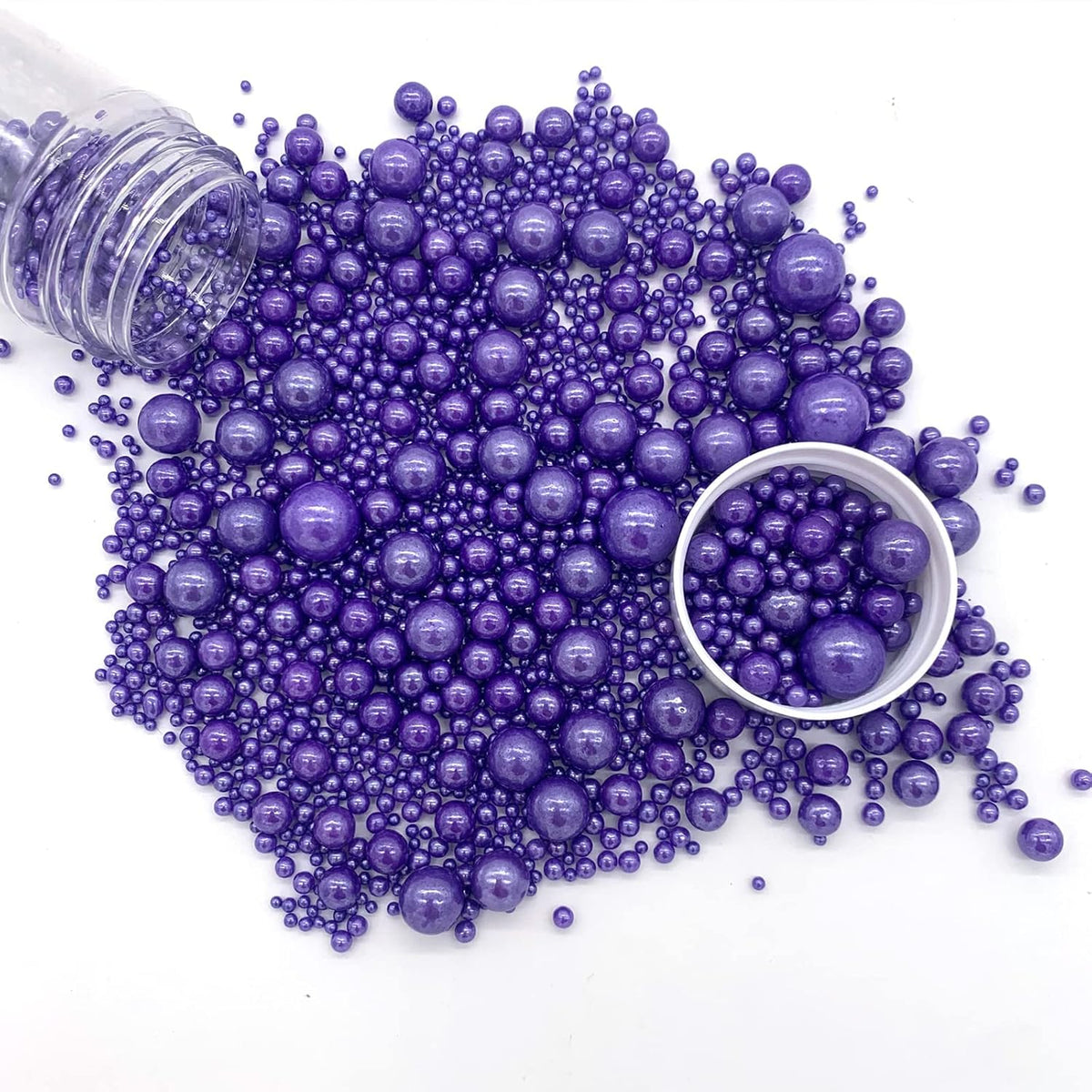 Weraru Edible Purple Pearl Sugar Sprinkles Candy Mixing Size Baking Edible Cake Decorations Cupcake