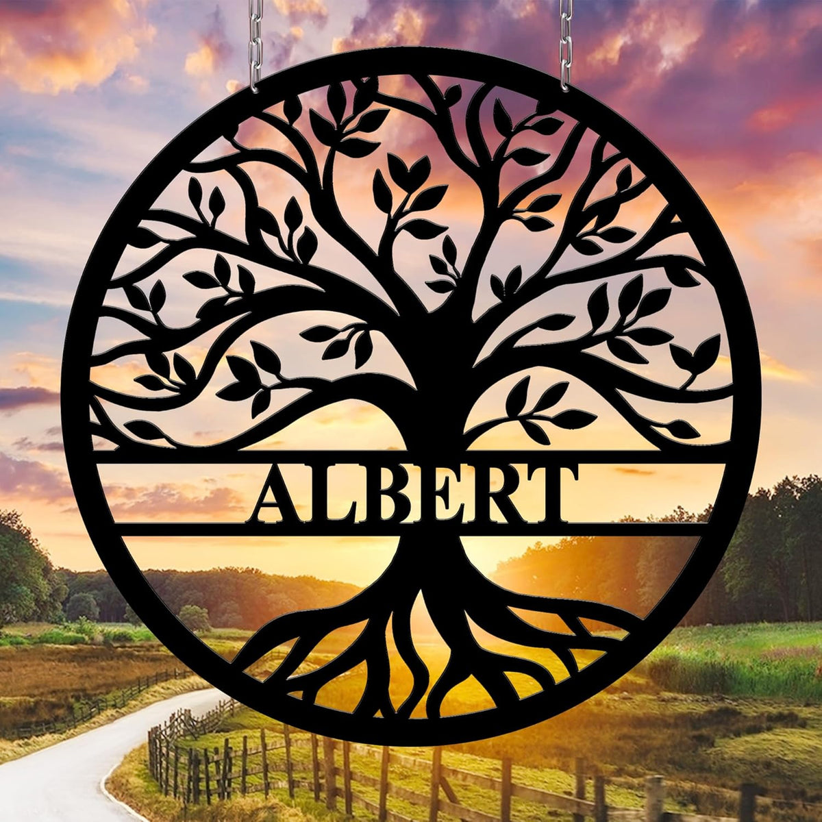 Personalized Wedding Gift for Couple, Custom Tree of Life Metal Wall Art Sign, Monogram Family Last