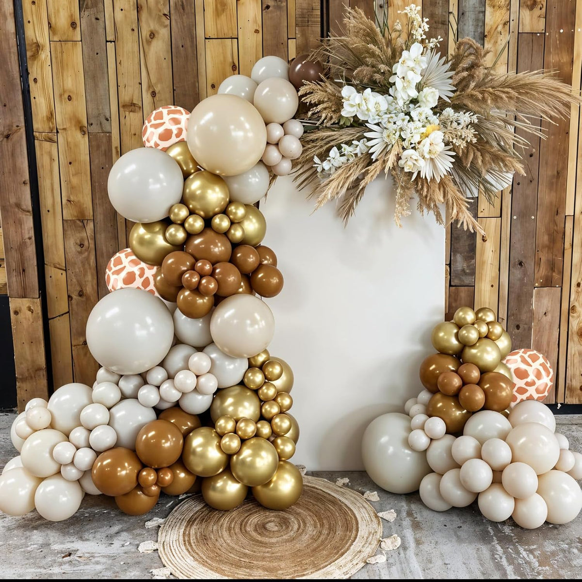 Safari Balloons, 60pcs Jungle Balloons, Brown Gold White Balloon Giraffe Print Balloon For Birthday