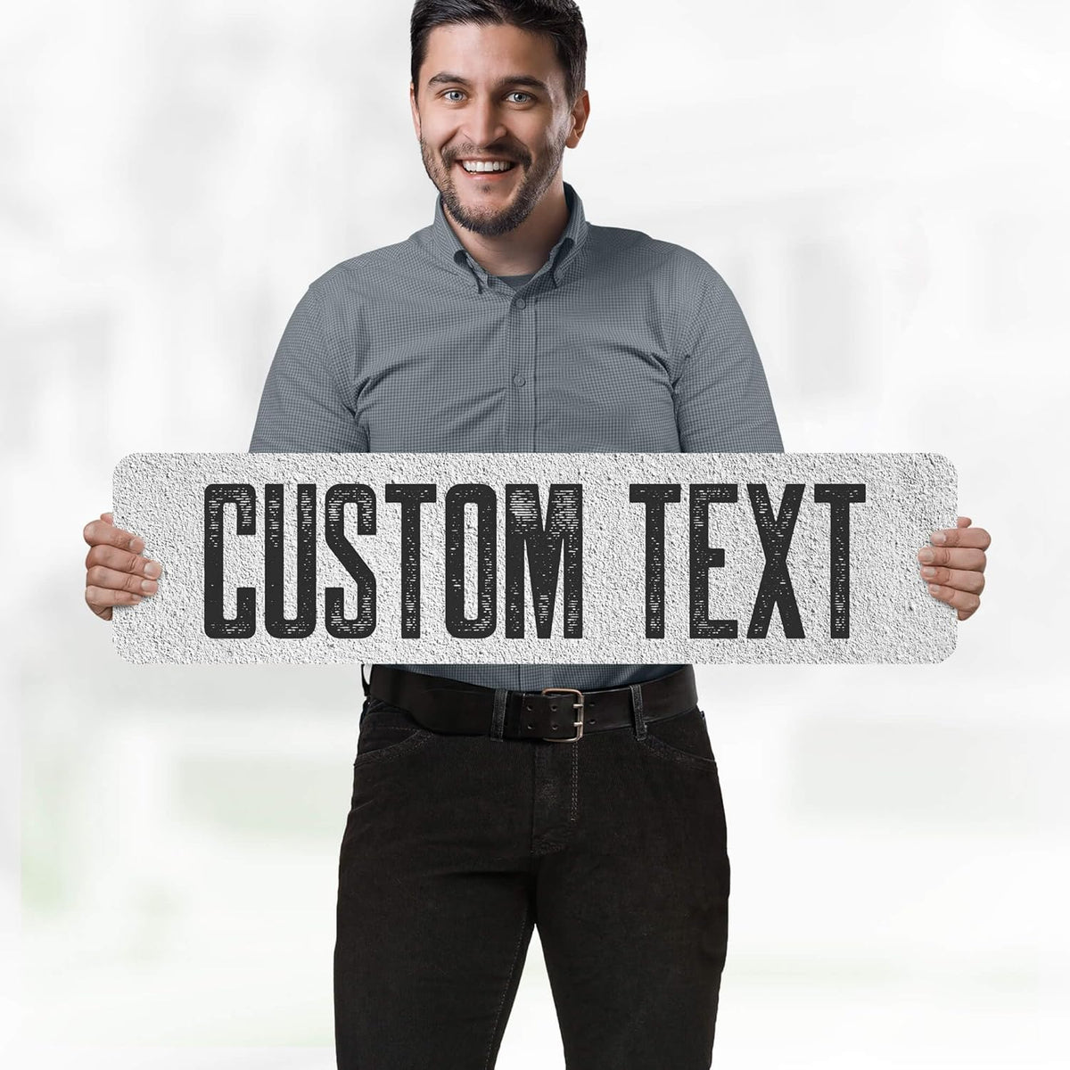 Custom Sign, Custom Street Sign, 11 Font Colors, 13 Font Styles, 4 Hole Options, 22 Sizes, 8x32