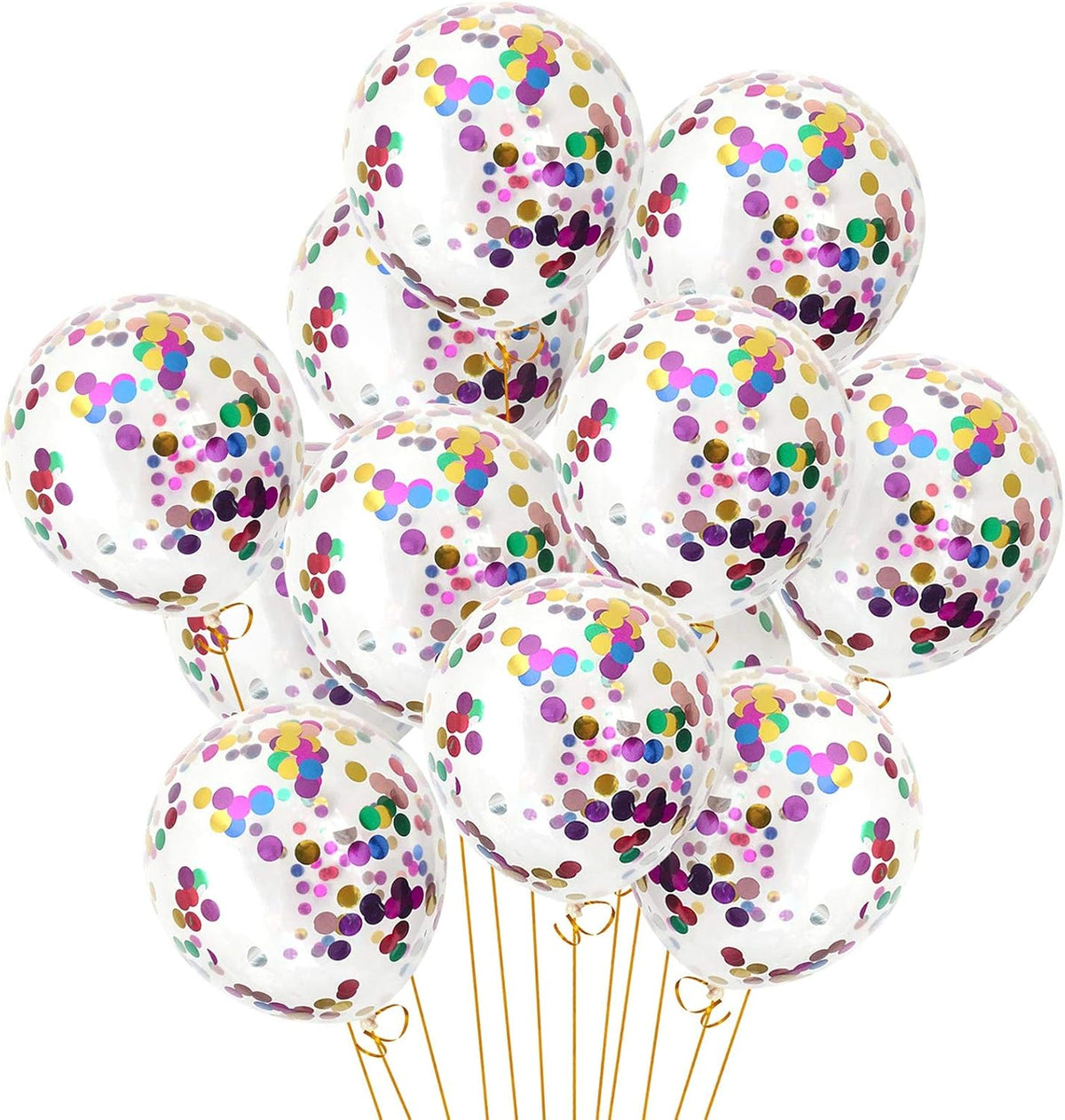 Confetti Balloons 40pack, 12inch Transparent Party Balloons with Colorful Confetti for Graduation