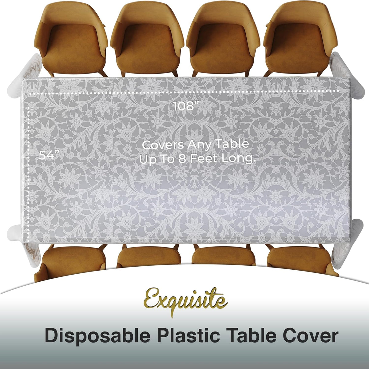 Exquisite Lace Table Cloth Rectangle Table Plastic 12-Pack Lace Tablecloth Rectangular 54" X 108" |