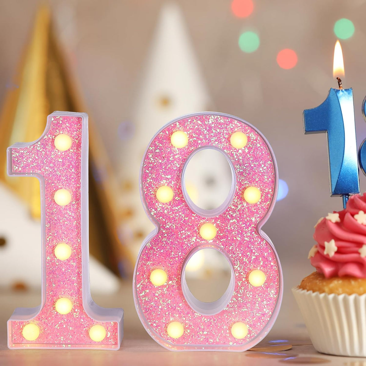 Foaky Pink Light up Letters，Pink Party Decorations,Girls Room Decor,Glitter Marquee