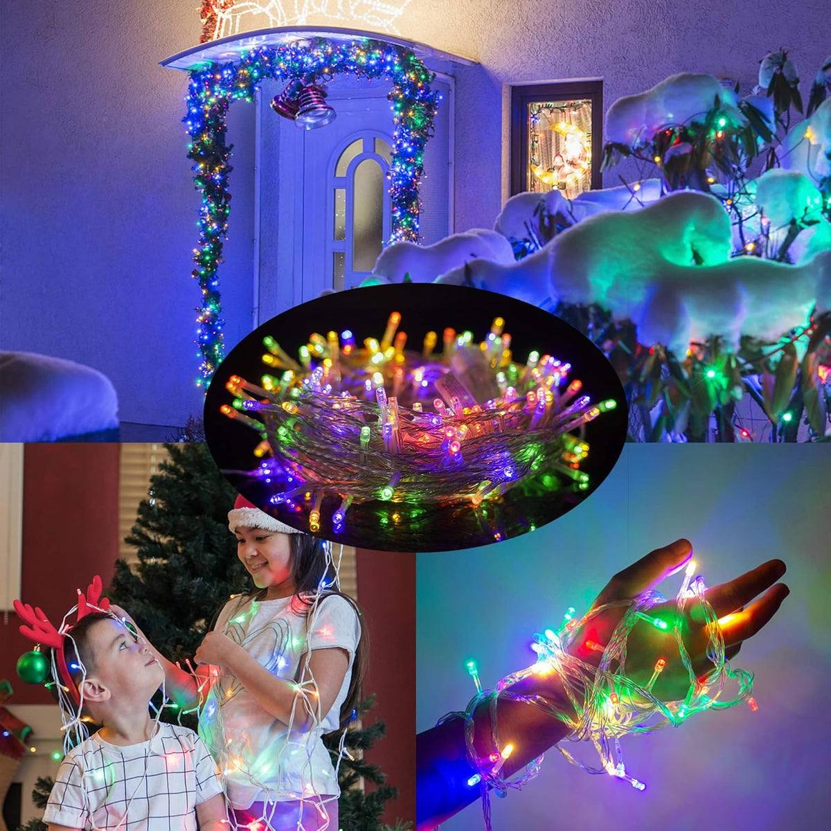 LJLNION 300 LED String Lights Outdoor Indoor, Extra Long 98.5FT Christmas Lights, 8 Lighting Modes