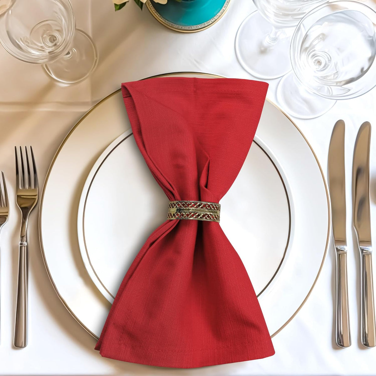 Urban Villa Cloth Napkins 100% Cotton Slub Absorbent Dinner Napkins (Set of 12) Oversized 20x20
