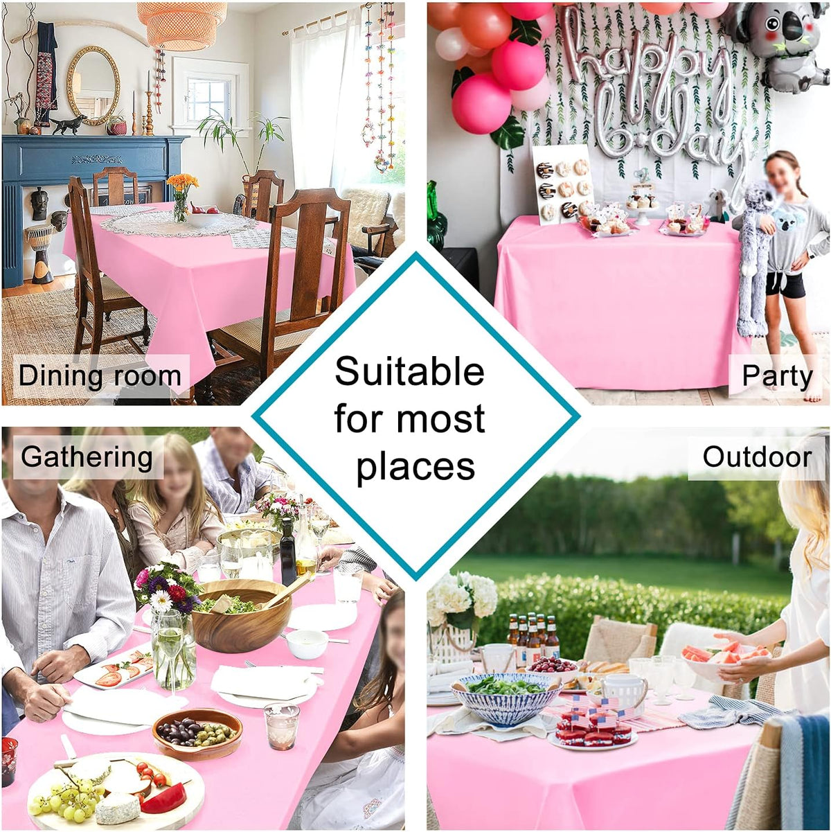 Hiasan Tablecloth for Rectangle Tables - 70 x 140 inch - Waterproof, Spillproof & Wrinkle Resistant