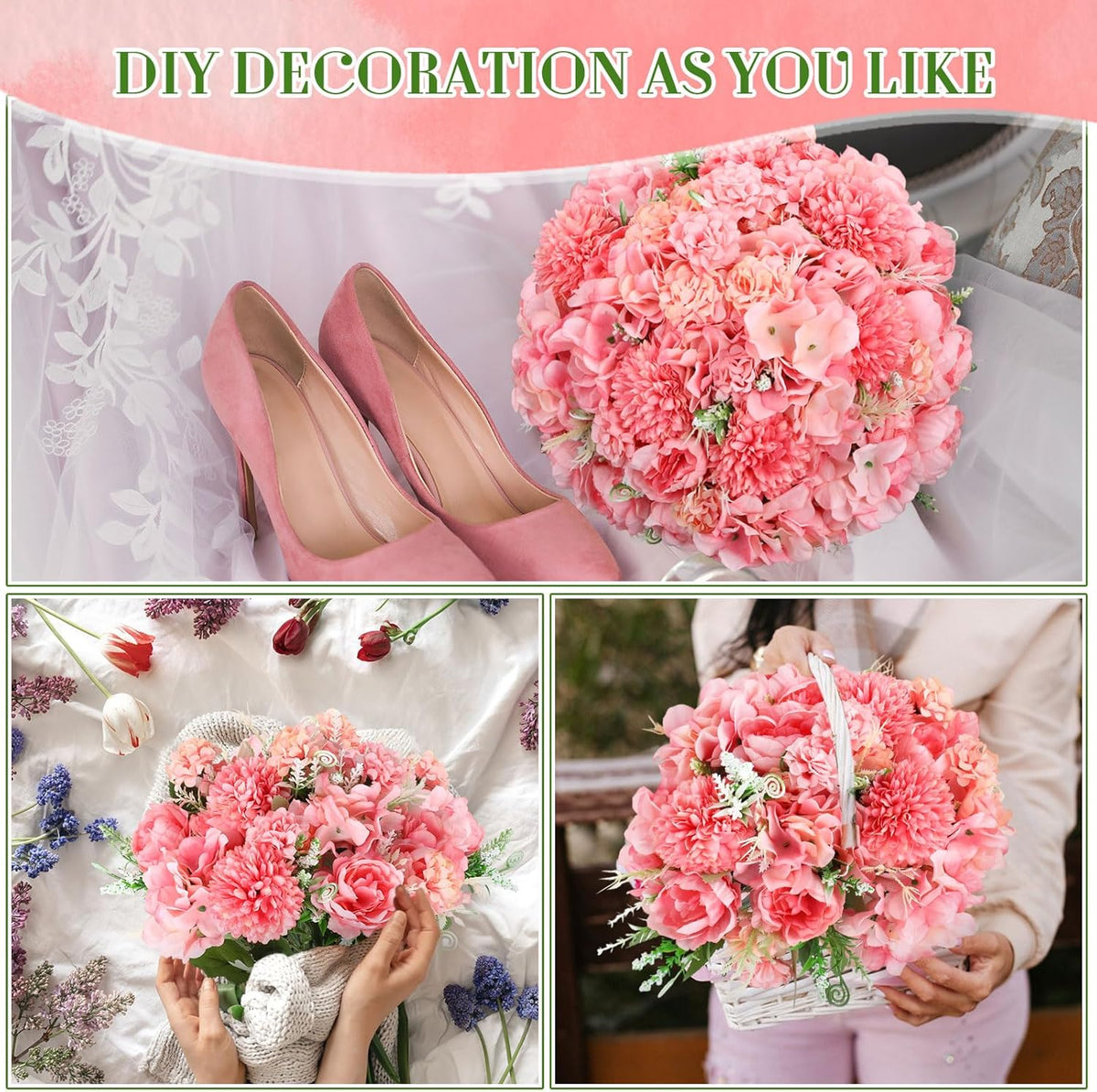 Tigeen Artificial Flowers Artificial Peonies Silk Flowers Faux Peony Fake Peony Silk Hydrangea