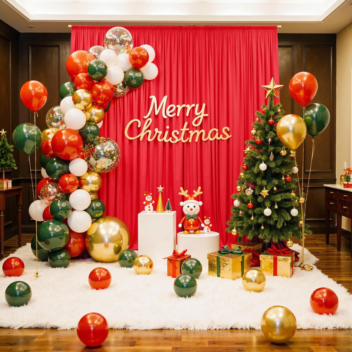 PartyVillage 10ft×15ft Red Backdrop Curtain for Wedding Parties, 2 Panels Wrinkle Free 15 FT Long