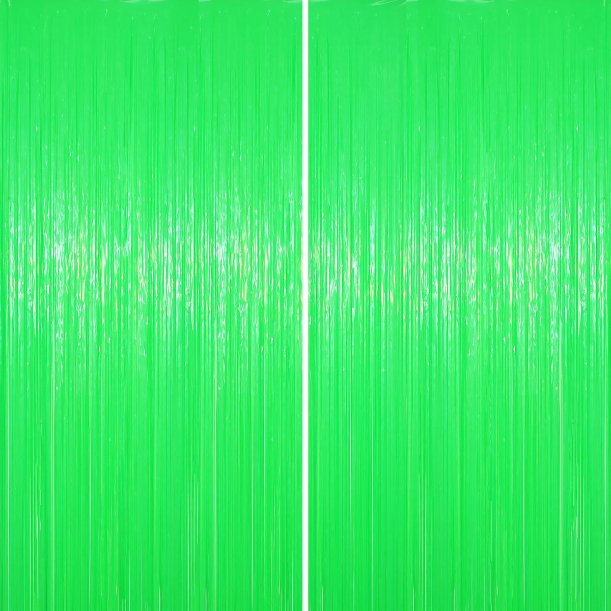 2 Pack Pastel Green Foil Fringe Backdrop Curtains, Tinsel Streamers Party Decorations, Fringe