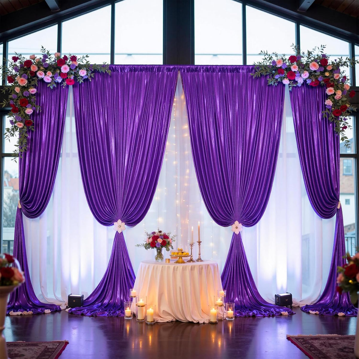 10ftx10ft Shimmer Purple Sequin Backdrop Curtain for Parties, Thick Wrinkle Free Glitter Backdrop