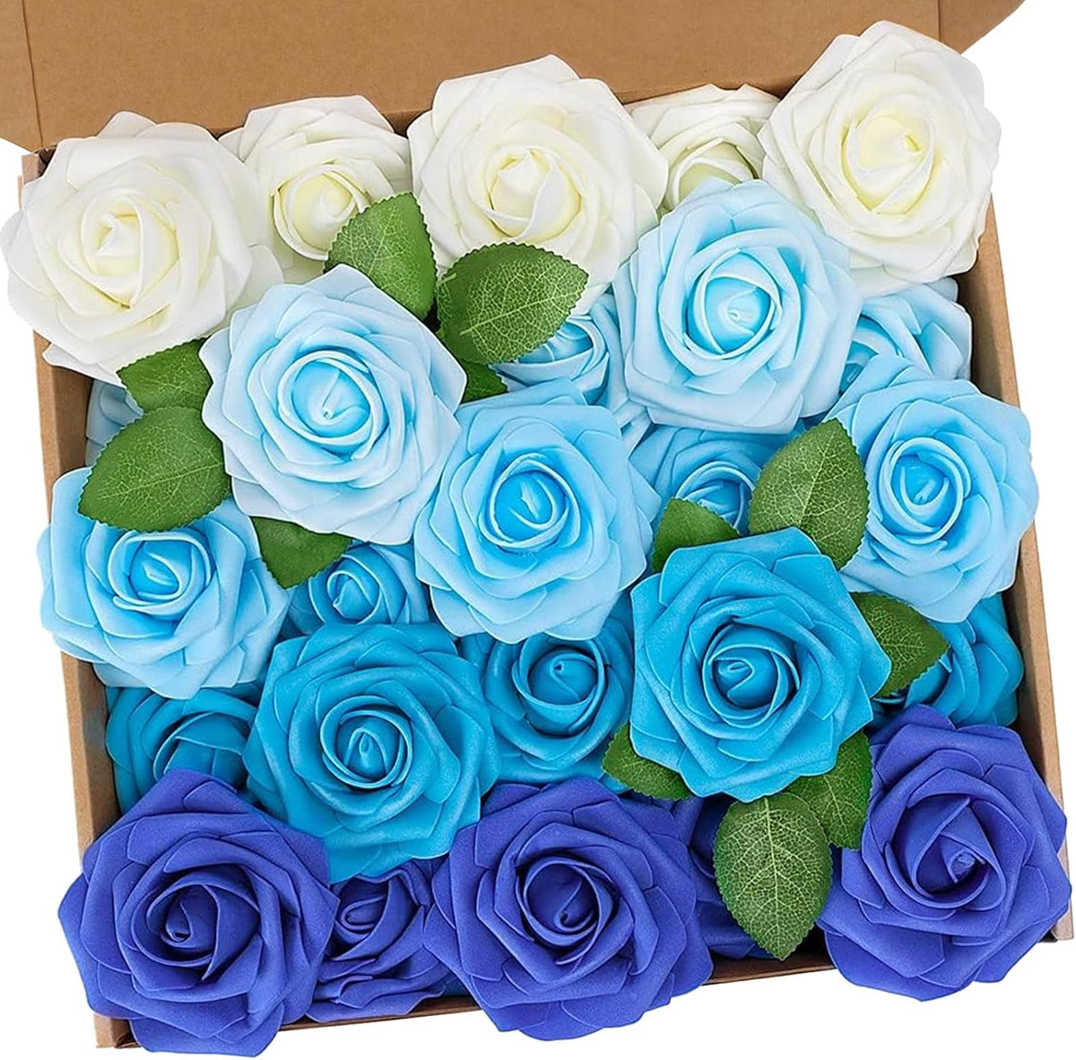 N&T NIETING Blue Roses Artificial Flowers, 25pcs Fake Flowers Rose Perfect for DIY Wedding