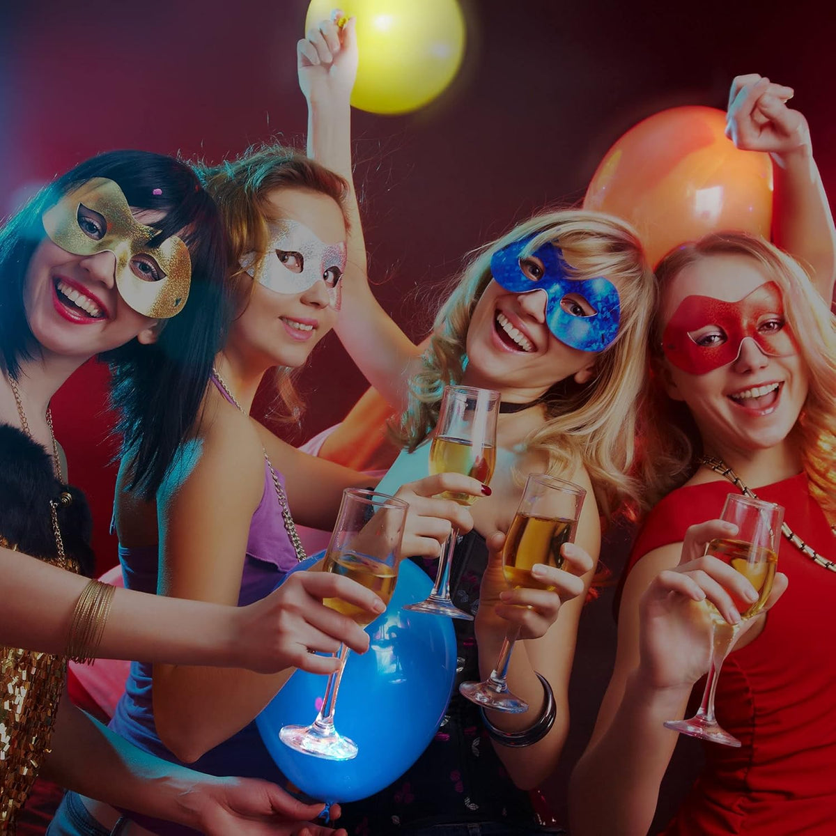 LED Balloons Flashing, 32 Pack, 8 Colors Light Up Balloons, Lasts 12-24 Hours for Glow in the Dark
