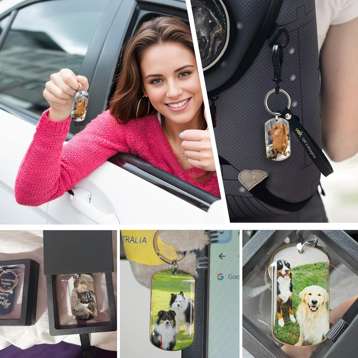 Funnylife Personalized Dog Memorial Photo Keychain Stainless Steel Custom Pet Memory Keychain Loss