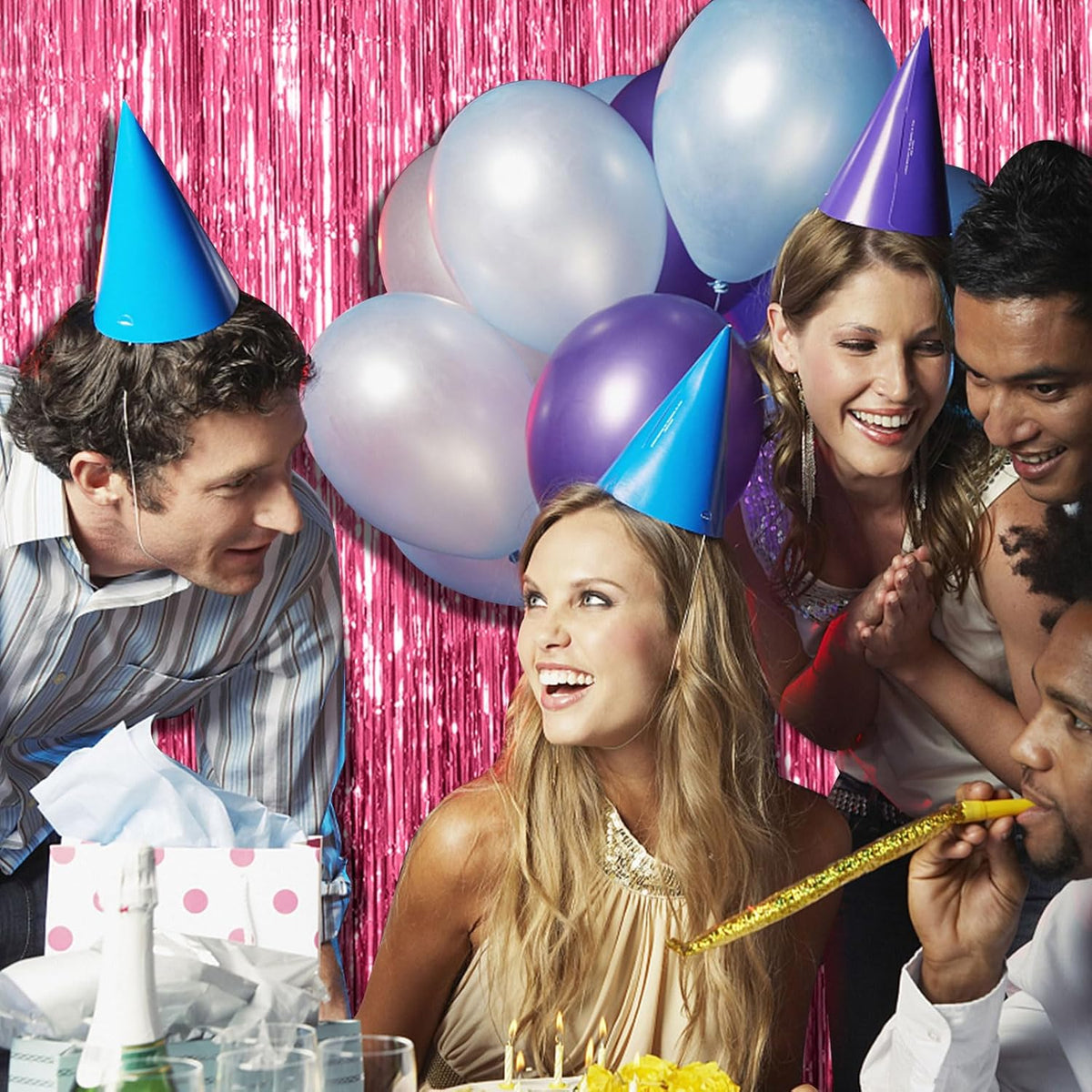 10 Pack Pink Backdrop Party Decorations Tinsel Curtain Party Backdrop Foil Fringe Birthday