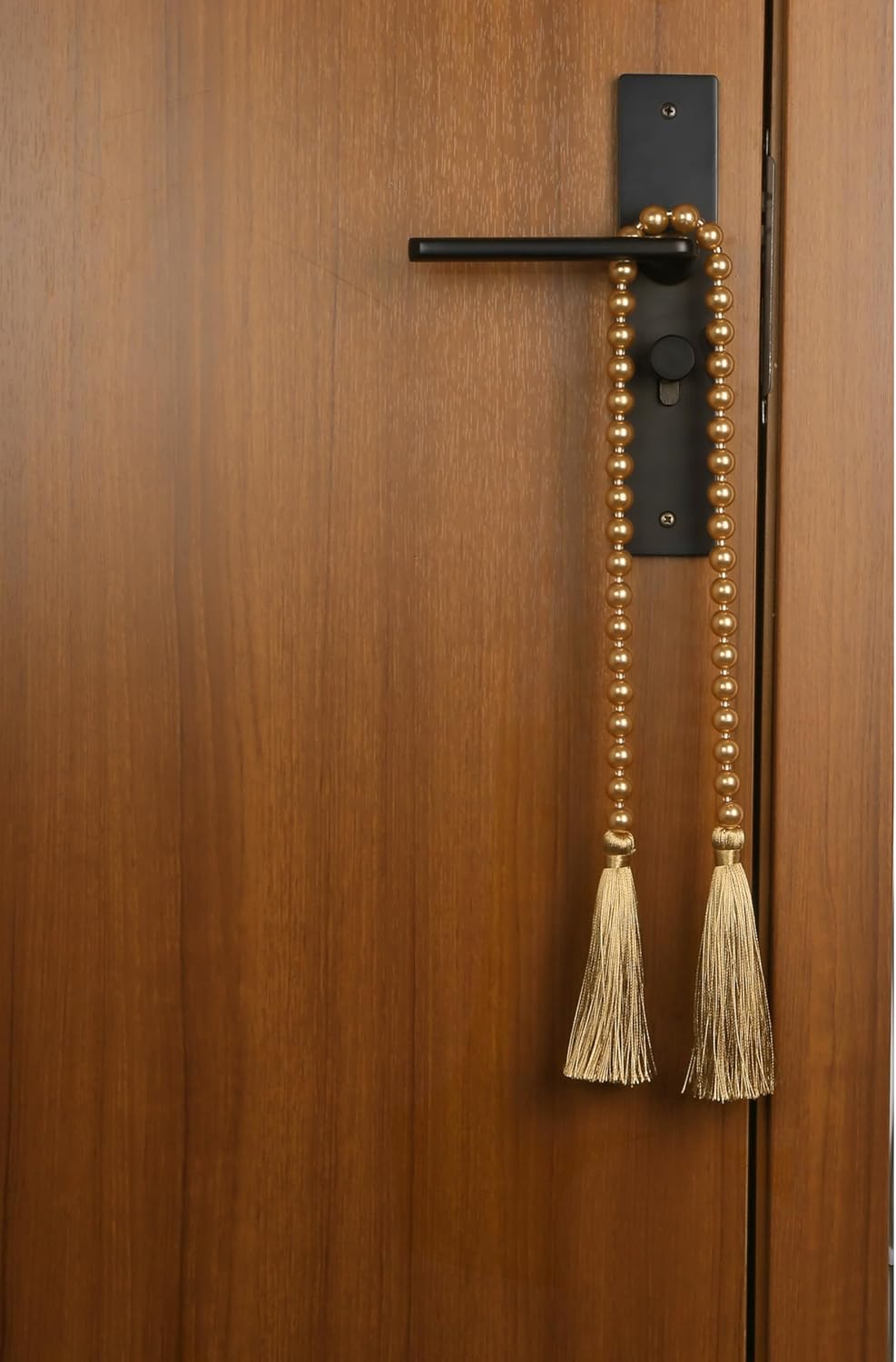Fenghuangwu 34 Inch Pearl Glass Bead Garland with Tassels - Elegant Boho Table Decor, Fringe Wall