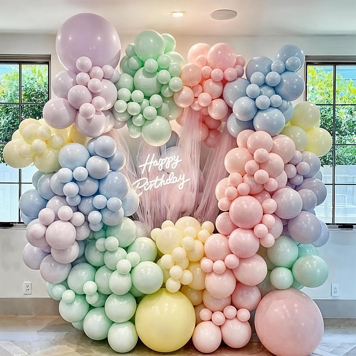 Pastel Balloons, 60PCS Macaron Pink Purple Blue Latex Balloon, Pastel Color Ice Cream Balloon for