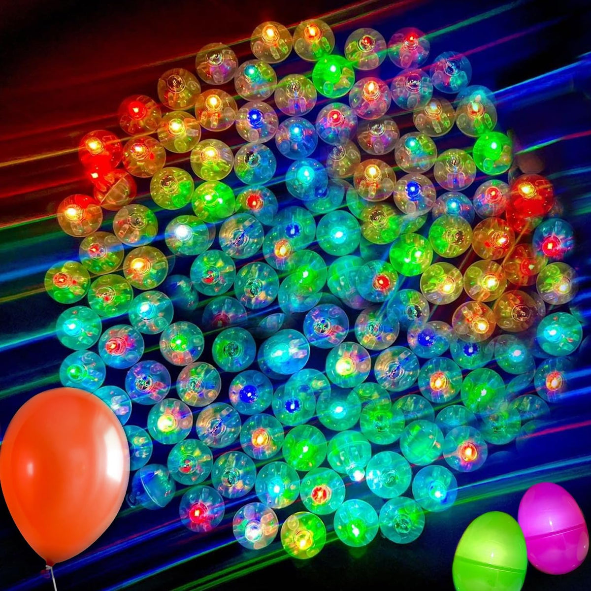 GiftExpress Mini LED Ballon Lights - 100 Pieces & 48+ Hours of Flashing Multicolor Glow for