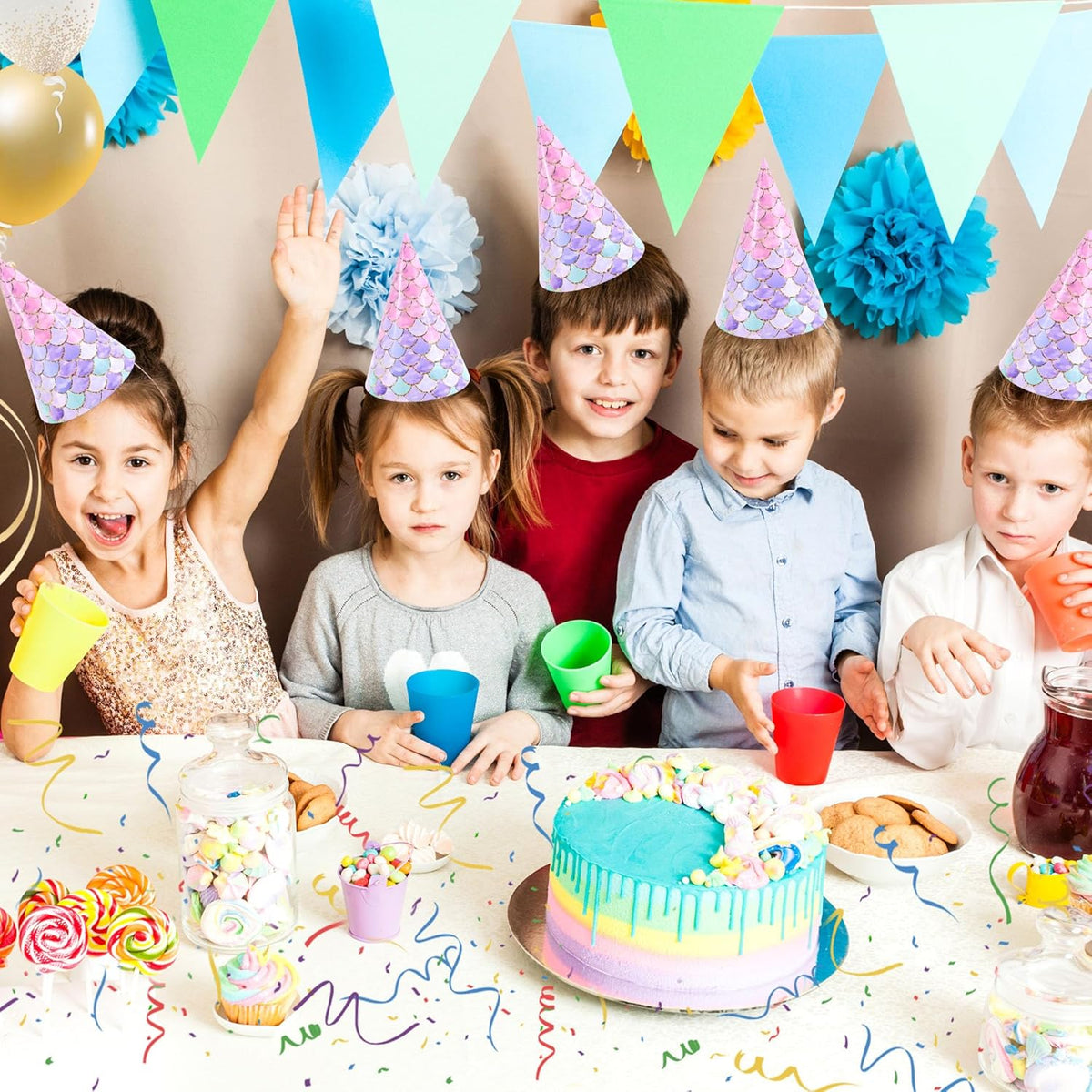 CANREVEL 12 PCS Party Hats for Kids and Adults, Party Headwear, Happy Birthday Hats, Birthday Party