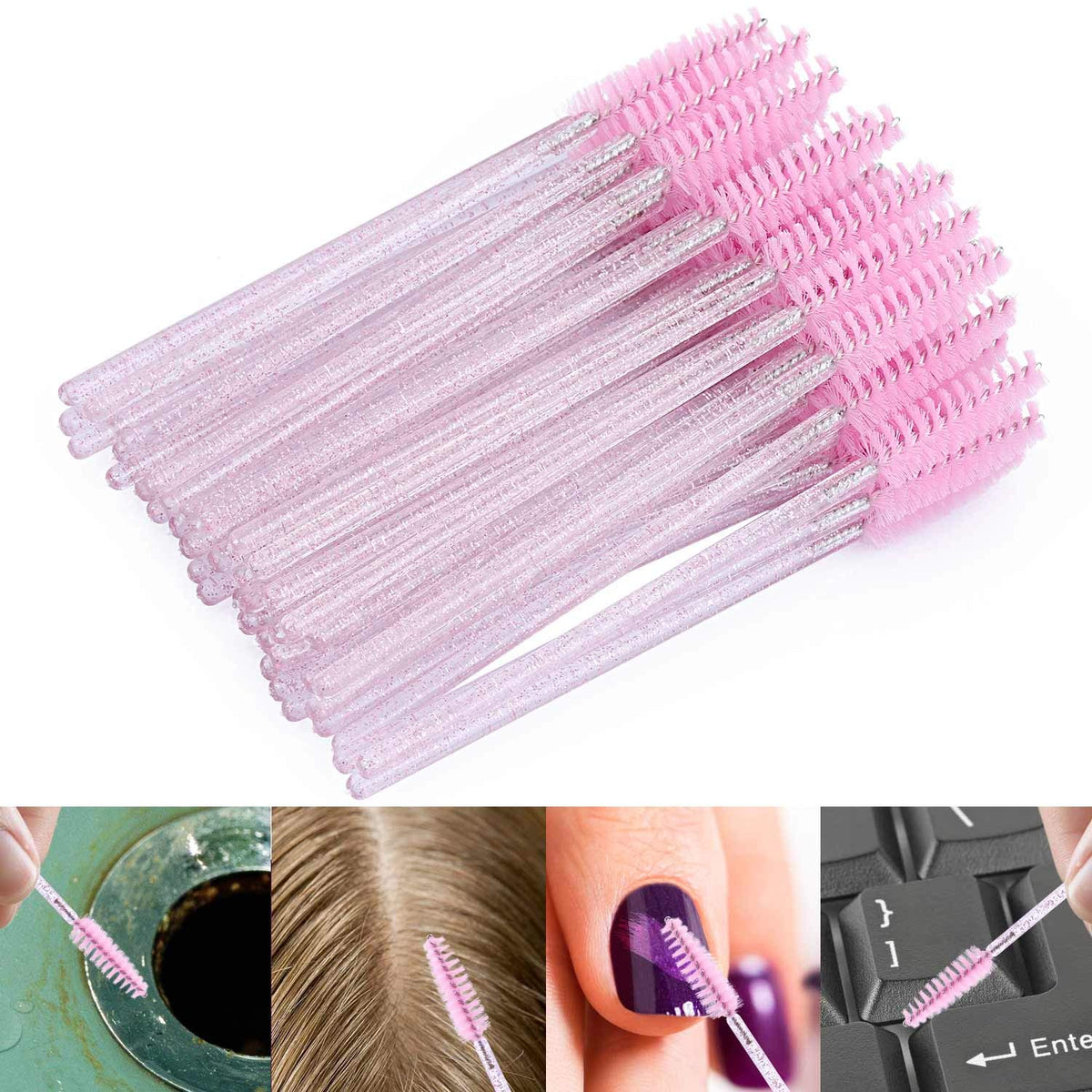 Tbestmax 200 Disposable Eyelash Brush Mascara Wands Spoolies for Eye Lashes Extension Eyebrow and