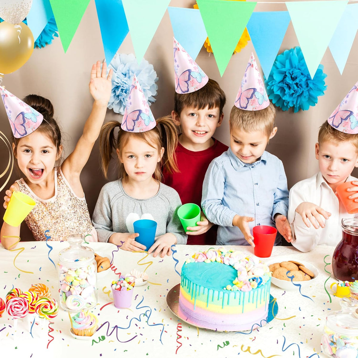 CANREVEL 12 PCS Party Hats for Kids and Adults, Party Headwear, Happy Birthday Hats, Birthday Party