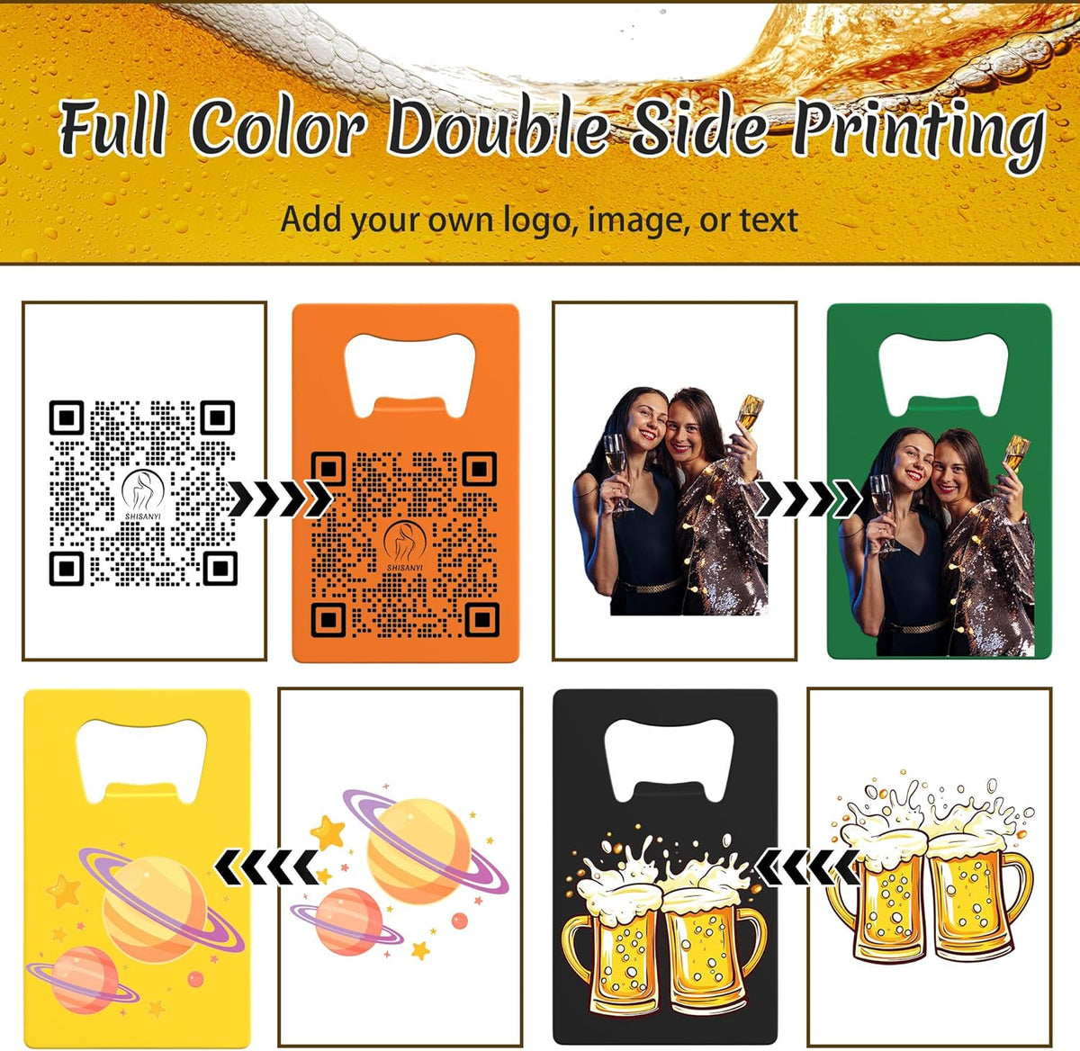 Personalized Credit Card Bottle Opener, Custom Stainless Steel Beer Bottle Opener, Upload Your