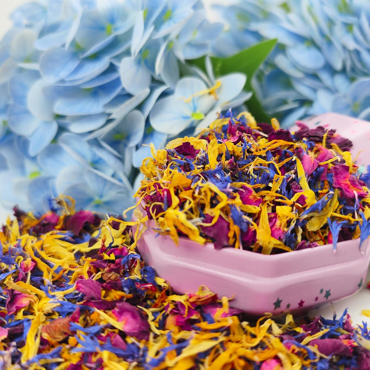 Dried Flower Petals Blend 1oz Natural Dried Rose Petals, Calendula, Cornflower for Cake