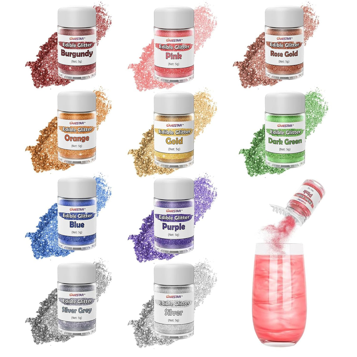 Edible Glitter for Cocktails, 10 Colors Easter Decorations Luster Dust Edible, Food Grade Shimmer