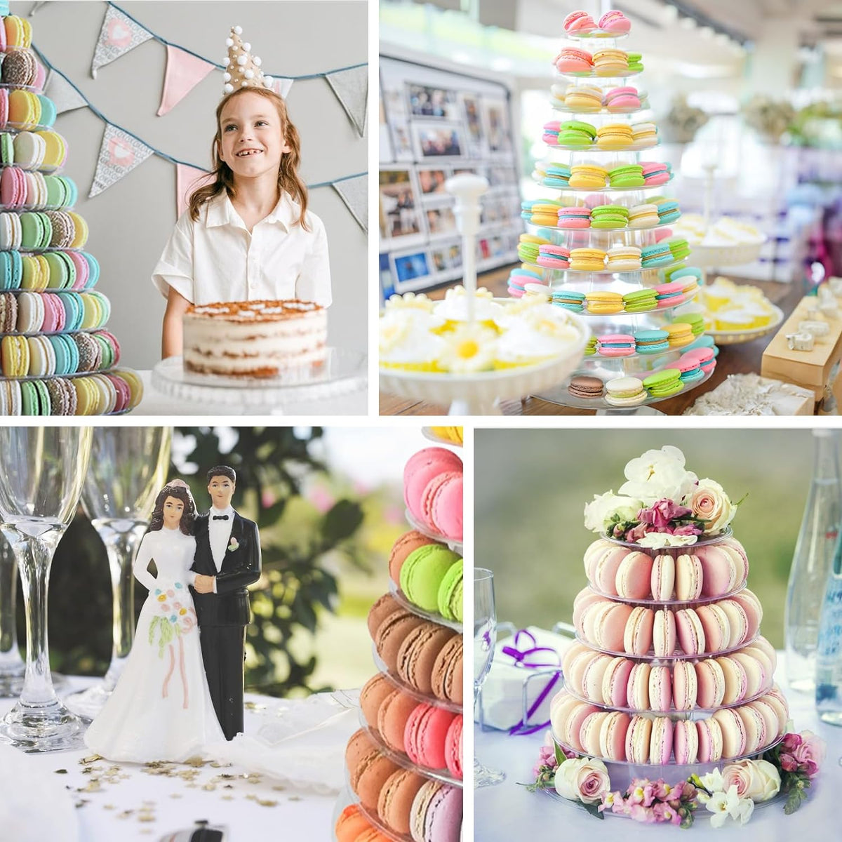 10 Tiers Round Macaron Tower Stand Plastic Transparent Cake Stand Macaron Display Rack Desserts