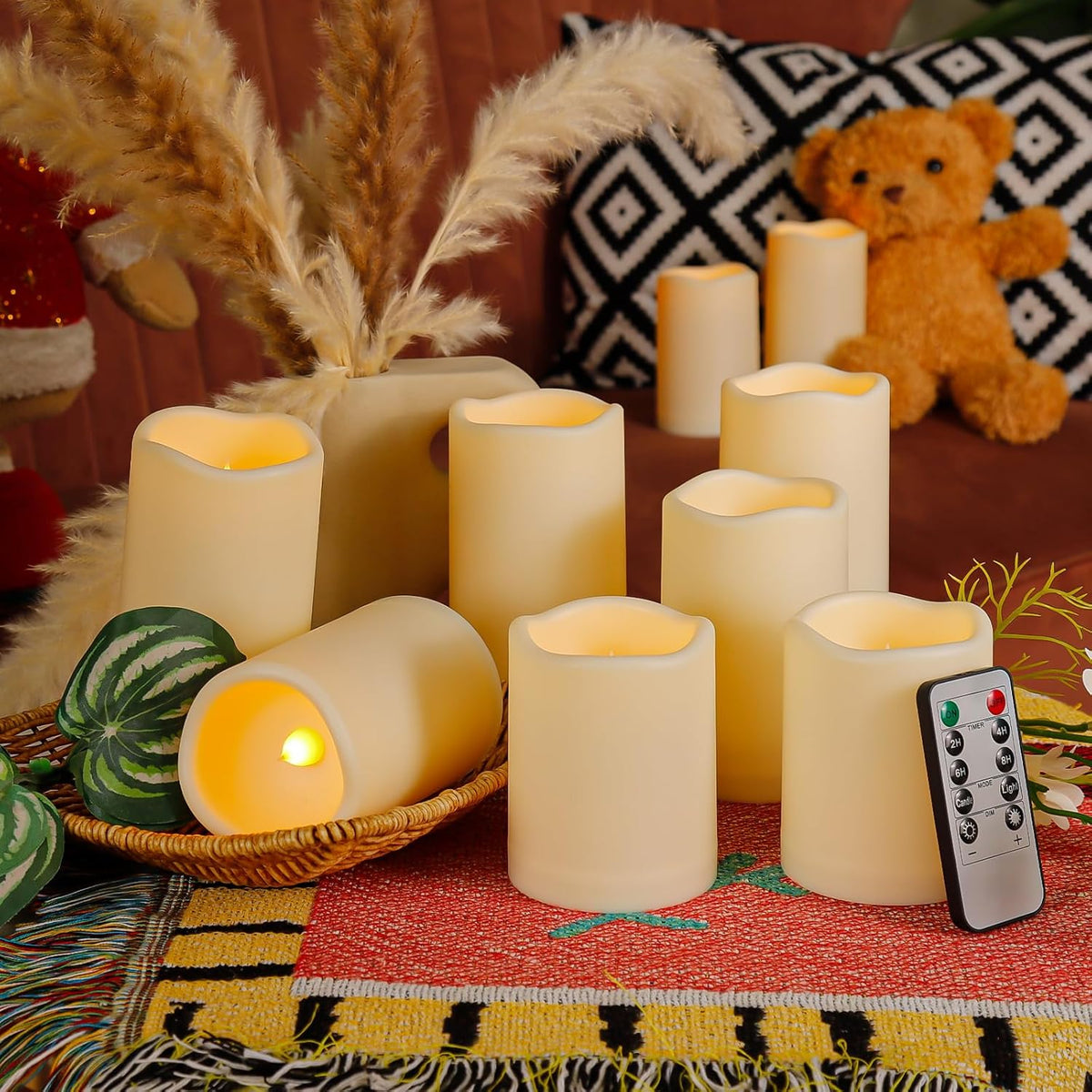9pcs Flameless Flicking LED Candles with Remote, Battery Operated Candles, Electric Candle for