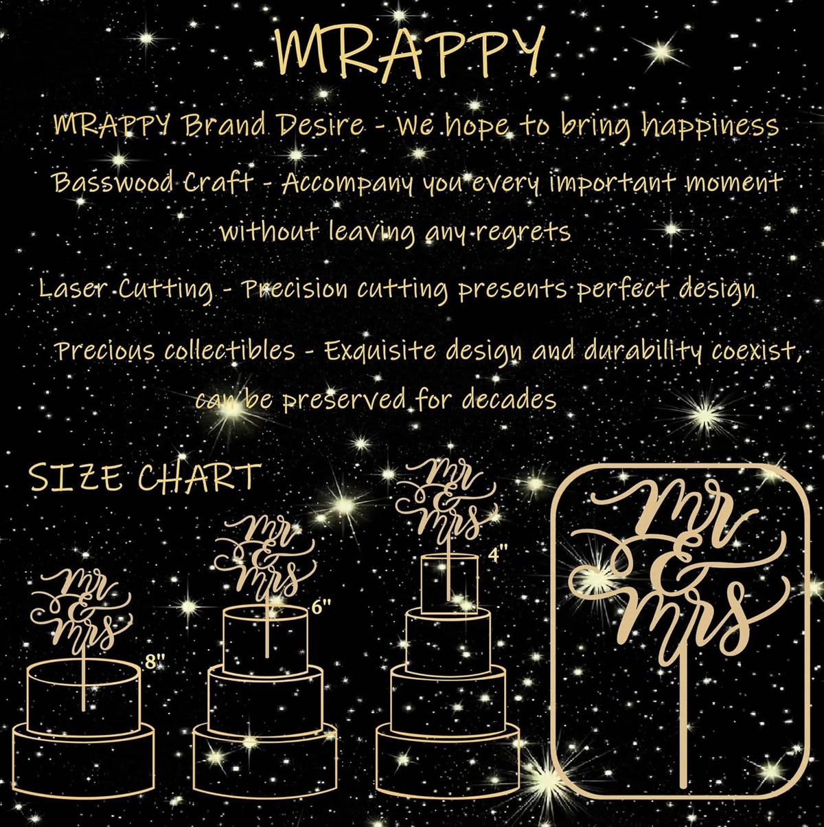 Mr and Mrs Cake Topper - Wooden Wedding Cake Toppers Bride and Groom Party Cake Decorations