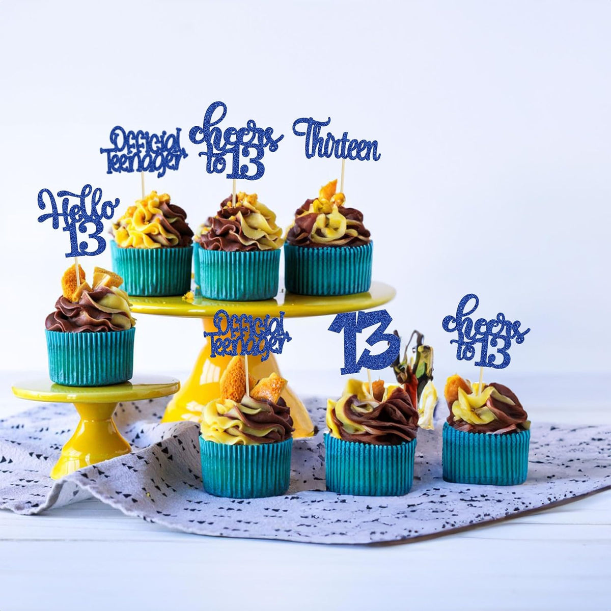 30Pcs 13th Birthday Cupcake Toppers Hello 13 Cupcake Picks Official Teenager Cheers to 13 Years Old