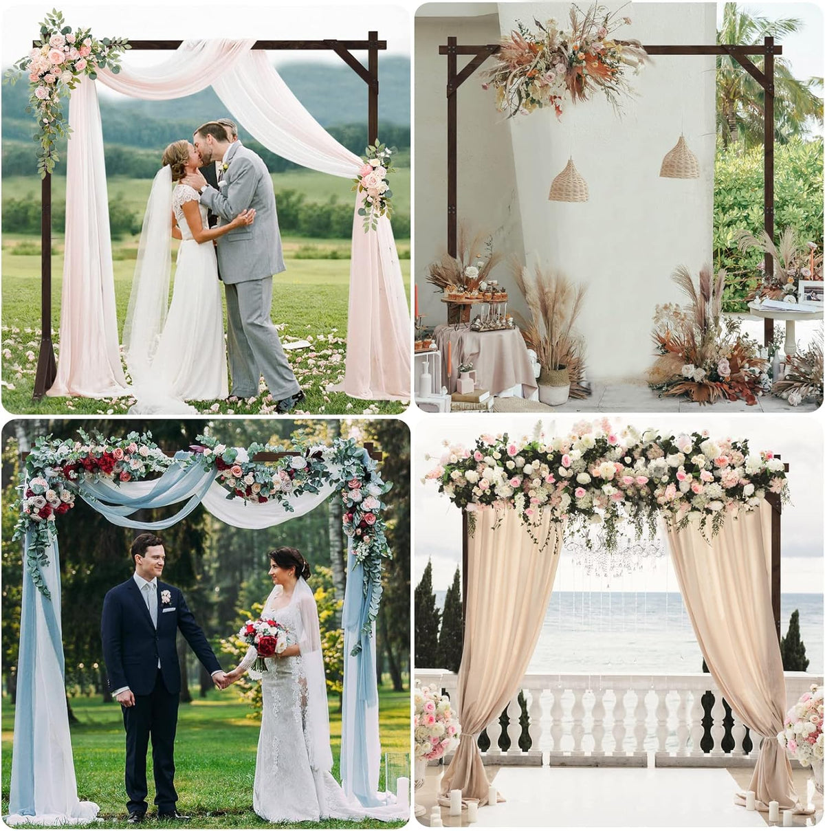 7.2FT Wooden Wedding Arch Square Wood Arches Arbor Backdrop Stand for Ceremony Indoor Outdoor