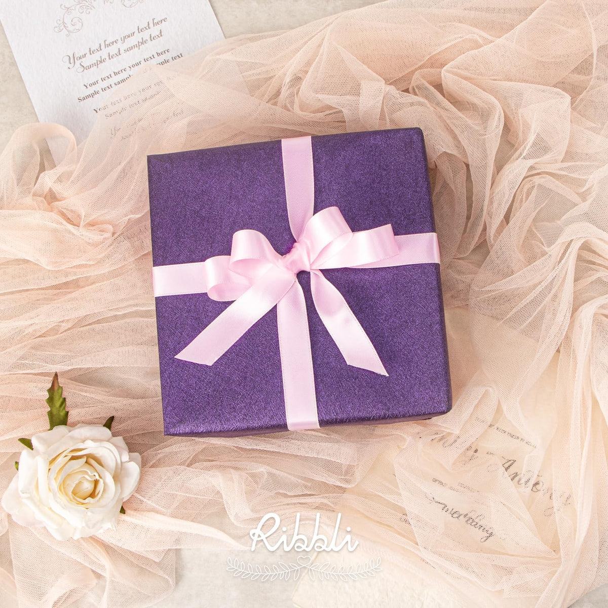 Ribbli Light Pink Satin Ribbon 5/8 inch x Continuous 25 Yards,Double Faced Satin Use for Craft