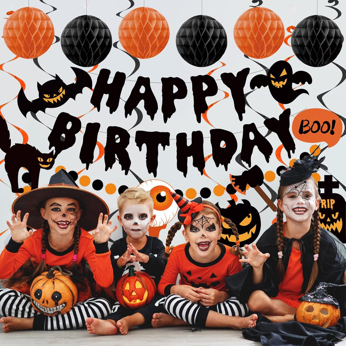 Halloween Birthday Decorations, Happy Birthday Banner for Halloween Party, Kid's Party Decorations