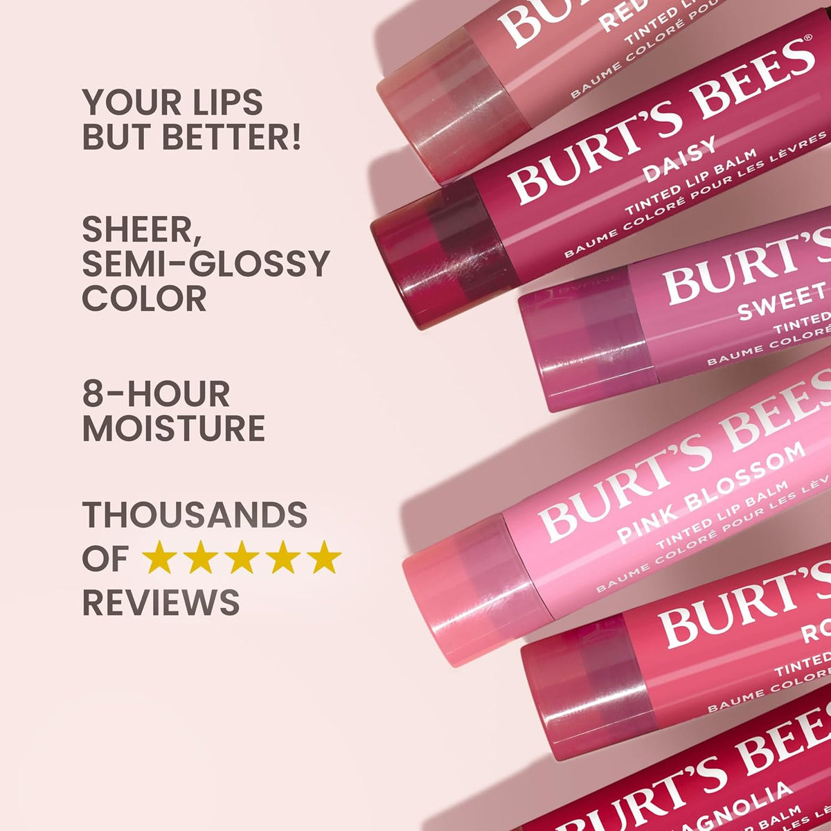 Burt's Bees Lip Tint Balm with Long Lasting 2 in 1 Duo Tinted Balm Formula, Color Infused with
