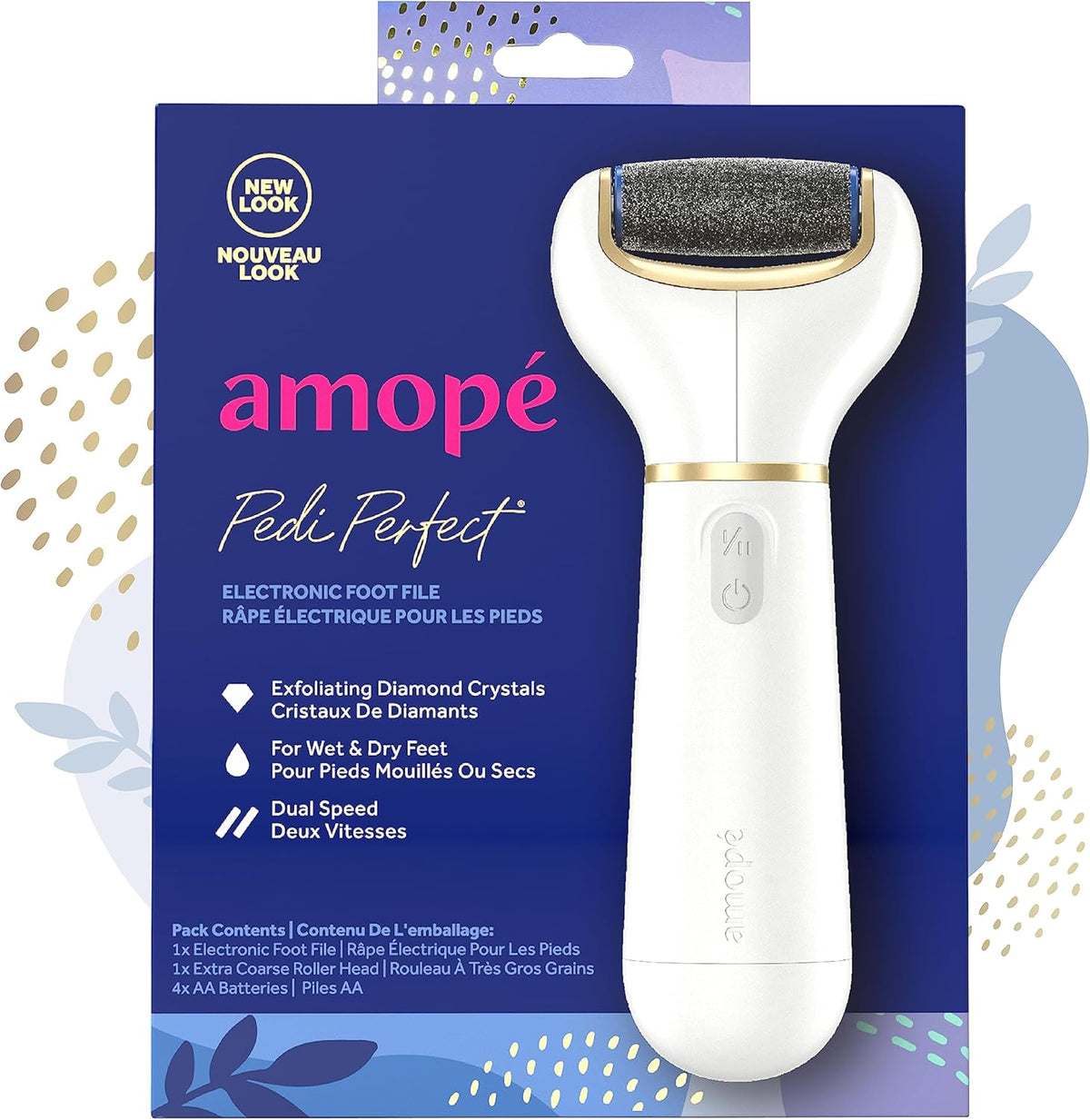 Amopé Pedi Perfect Electric Callus Remover Foot File w/ Diamond Crystals, Pedicure Tool for Feet