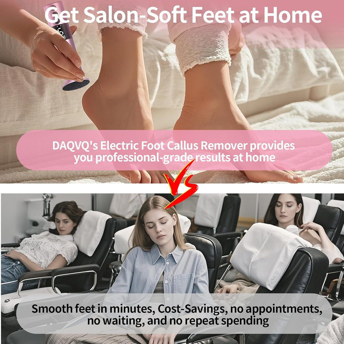 2 in 1 Electric Foot Callus Remover, USB Rechargeable Electric Foot File Grinder with 80/120 Grit