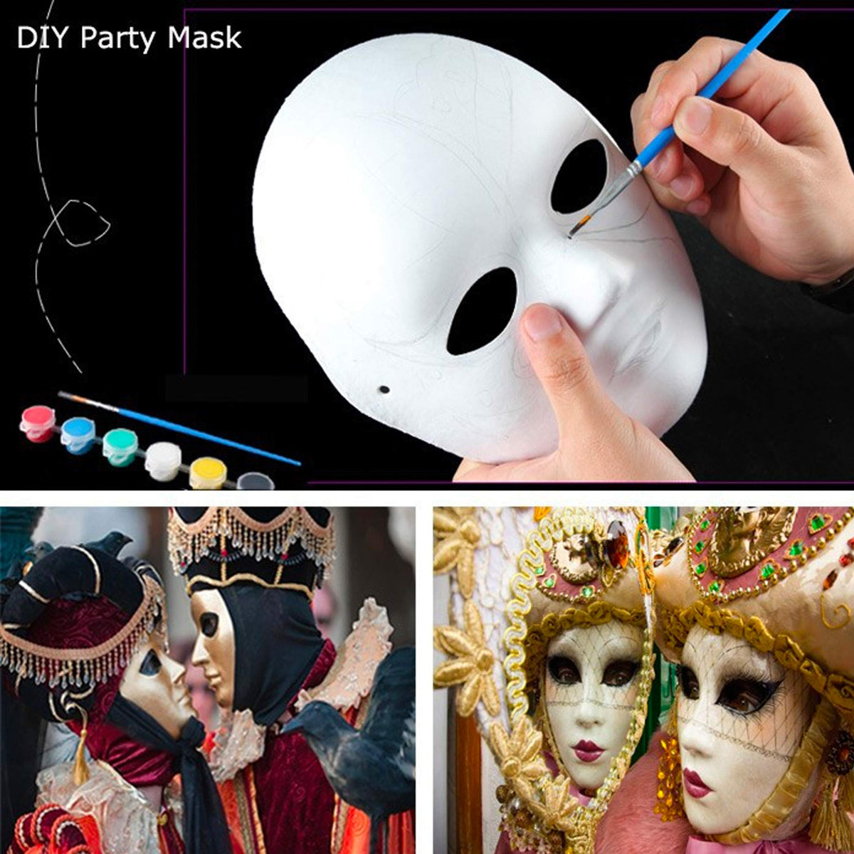 CALPALMY 30 Pack Paper Mache Masks - 2 Sizes for Artistic Projects, Theater, Halloween, Masquerade
