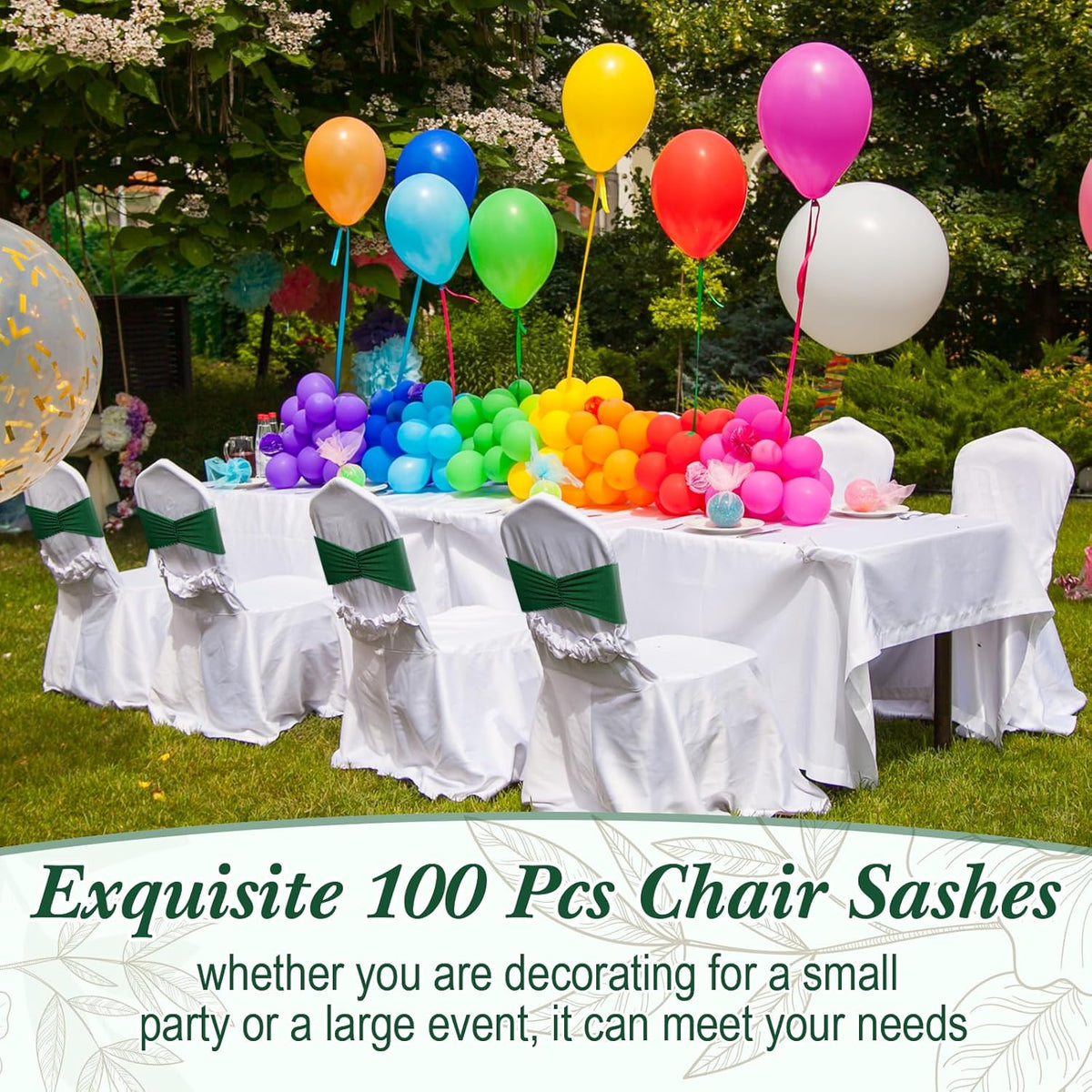 Moukeren 100 Pcs Spandex Chair Sashes Bows Bands Slider Sashes for Chair Covers Elastic Bands Ties